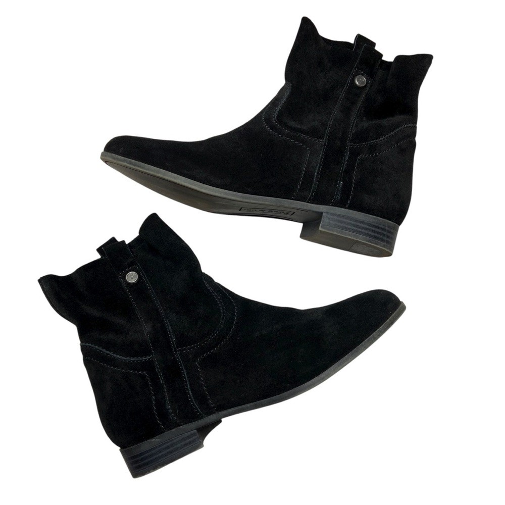 FRYE AND CO Sarah Boots Suede Leather Pull On Short Booties Black Size 7.5M